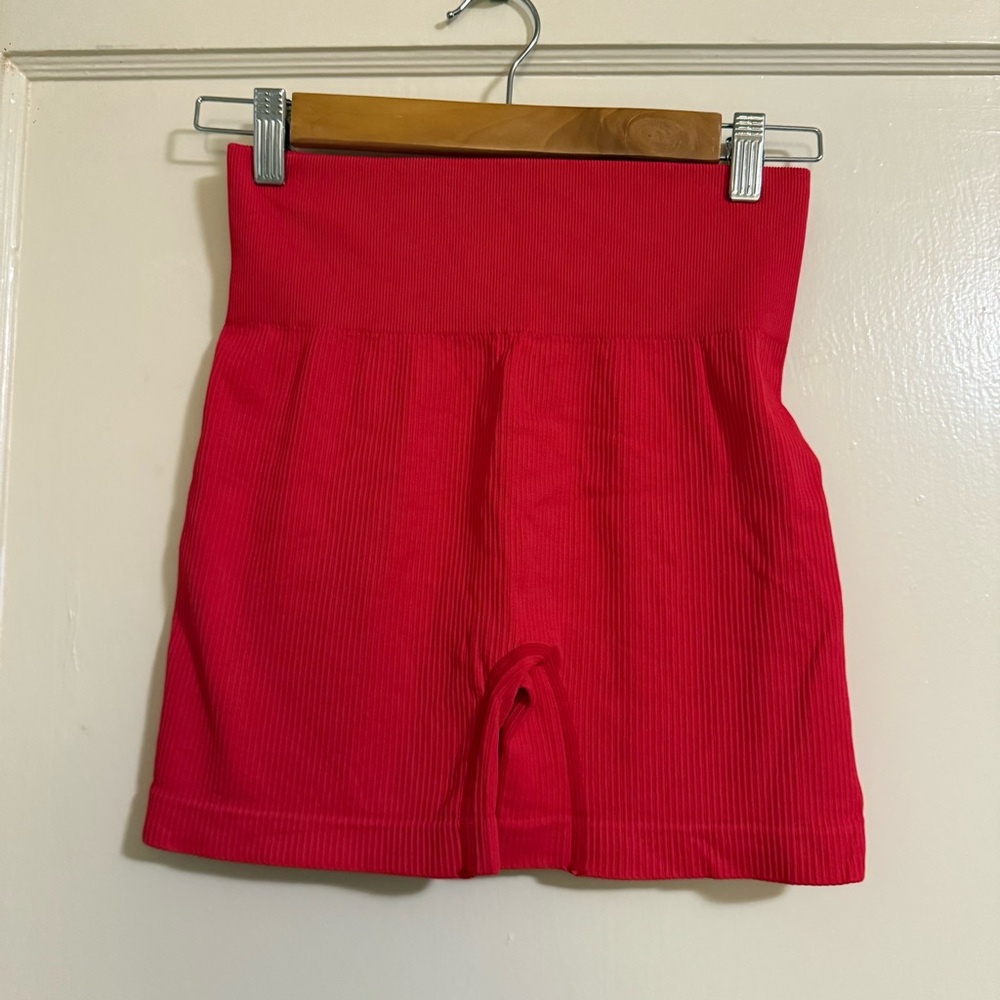 Vibrant Red High-Waist Women's Shorts
